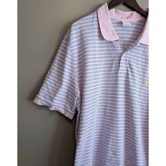 Brooks Brothers Size XXL Polo Shirt Mens Pink Blue Performance Polo Mesh 2XL - Picture 3 of 5